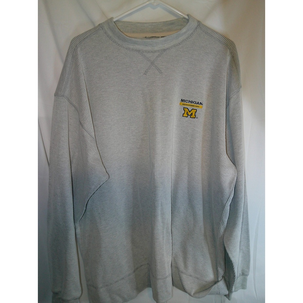 RARE Vintage Michigan Crewneck Sweatshirt Striped Pullover University College XL